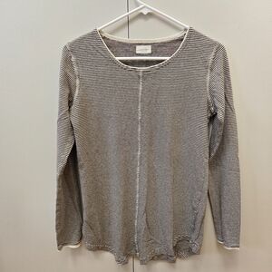 Poetry Black and White Striped Long-Sleeve Scoop Neck Top